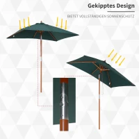 Outsunny parasol bamboe 200 cm x 150 cm x 230 cm(m-4)