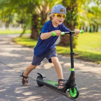 HOMCOM Trotinetă Electrică Pliabilă pentru Copii 6+ Ani cu Înălțime Reglabilă, 71x36.5x75-80 cm, Negru și Verde(m-10)