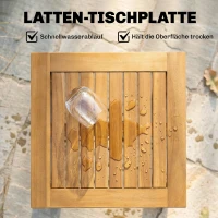 Outsunny Bijzettafel 48 x 48 cm Weerbestendig Tuintafel met Lattenontwerp Verstelbare Voeten, Vierkant(m-5)
