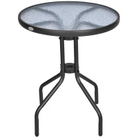 Outsunny Balkontafel tuintafel glazen tafel bistrotafel metaal veiligheidsglas ∅60x70 cm(m-1)