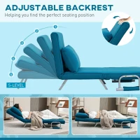 HOMCOM 4-in-1 Faux Suede Chair Bed - Blue(m-4)