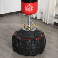 HOMCOM Sacco da Boxe da Terra Adulti, 180 cm Sacco Boxe da Terra con 10 Ventose, Sacchi da Kickboxing per Muay Thai MMA Allenamento Fitness, per Casa Palestra Home Gym, Nero e Rosso(m-9)