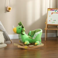 AIYAPLAY Baby Rocking Dinosaur with Animal Sounds, Safety Belt, Wooden Base, for Toddlers 18-36 Months, Green(m-10)