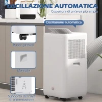 HOMCOM Condizionatore Portatile 1250W con 5 Modalità e Timer 24h, 35.5x35x70 cm, Bianco(m-7)