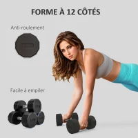 SPORTNOW Haltère poignée antidérapante, fitness, sport à domicile, 15kg, noir(m-4)