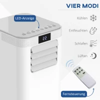 HOMCOM Mobiele airconditioner airconditioner 4 modi afstandsbediening 24u timer ABS wit(m-4)