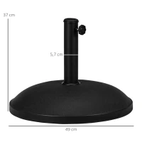Outsunny Pied de parasol rond 25 kg support parasol en ciment pour terrasse piscine patio jardin Ø 49 x 37 cm noir(m-3)