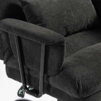 HOMCOM Office Chair, 180kg Heavy Duty Linen Computer Desk Chair with Lumbar Support, Wide Seat, Spring Cushion, Black(m-12)
