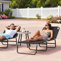 Outsunny Tumbona Plegable Reclinable con Ángulo Ajustable de 5 Posiciones para Jardín Exterior Piscina Terraza Camping Carga 120 kg 188x56x28 cm Negro(m-10)