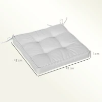 Outsunny Set of 4 Garden Seat Cushion with Ties, 42 x 42cm Replacement Dining Chair Seat Pad, Light Grey(m-3)