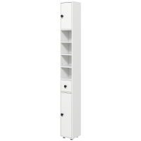 kleankin Badkamerkast, 4 planken, lade, spaanplaat, slank ontwerp, Wit