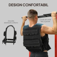 SPORTNOW Vestă cu Greutăți Reglabilă 20 kg cu 20 de Greutăți, Vestă cu Benzi Reflectorizante, 50x40 cm, Neagră(m-6)