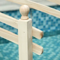 Outsunny Ponticello di Legno per Giardino Passerella Curva con Ringhiera, 228x75x110cm Colore Legno Naturale(m-6)
