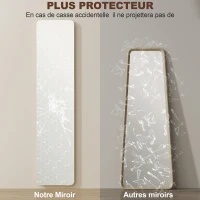 HOMCOM Miroir sur Pied et Mural rectangulaire dim. 37L x 43l x 156H cm bois naturel(m-7)