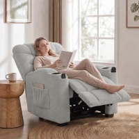 HOMCOM Poltrona Relax Elétrica Reclinável com Calor Lombar, Massagem Vibratória, Motor Silencioso, Função Memória, USB - Cinzento(m-2)