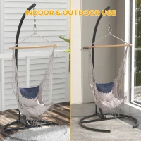 Outsunny Hanging Hammock Chair Stand with Round Base, C Hanging Swing Stand Frame for Swing/Egg/Hammock Chair, Indoor & Outdoor, Heavy Duty 330 lbs, Black(m-5)