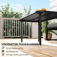 Outsunny Outdoor Salontafel, Weerbestendige Rechthoekige Metalen Tuintafel met Lamellen Tafelblad voor Buiten(m-4)