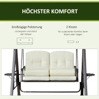 Outsunny 2-zits tuinschommelstoel met luifel Kussenblad Metaal Polyester Beige 162 x 118 x 173 cm(m-7)