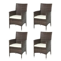 Outsunny 4 PC Rattan Chair Set, Patio Sofa Chairs Set, Cushioned Outdoor Rattan Furniture(m-11)