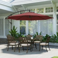 Outsunny 3 m Overhanging Cantilever Parasol, with Cross Base - Wine Red(m-8)