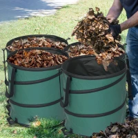 Outsunny Tuinafvalzak 4x86L Waterdicht met Draagschlaufen & Handvatten, Stabiel Robuust Groen(m-2)