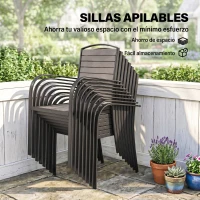 Outsunny Conjunto de Mesa y Sillas Jardín con Mesa Extensible Marco de Aluminio 8 Sillas y Tablero de Lamas de Madera Plástica(m-9)