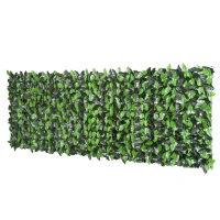Outsunny Seto Artificial en Rollo 3x1 m Pantalla de Cerca de Privacidad para Balcón Valla Jardín Exterior Planta Decorativa de Pared PE Fácil Montaje Verde(m-11)