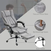 Vinsetto Fauteuil de bureau massant et chauffant, chaise de bureau, chaise ergonomique avec hauteur réglable, dossier inclinable, repose-pied et télécommande filaire, pivotant à 360°, gris(m-7)