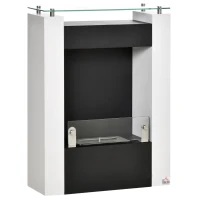 HOMCOM Ethanol haard bio-ethanol brander 2000W 3 uur rookvrij wit + zwart(m-1)