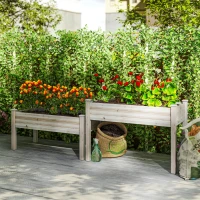 Outsunny Fioriera da Esterno a 2 Livelli in Legno di Abete con Foro di Drenaggio, 115x114x76 cm(m-10)