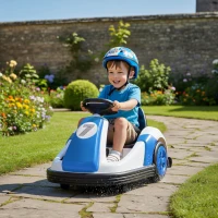 AIYAPLAY Kids Bumper Car with 360-Degree Rotation, 6V Electric Ride On Car with Music and Horn for 3-8 Years Old, Blue(m-2)