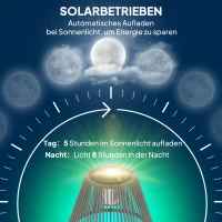 Outsunny Solar Staande Lamp Rotan met Lichtsensor 25 LED-Lichten Solarlamp in Boho-Stijl Ø33 x 135 cm(m-4)