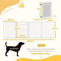 PawHut Hondenhek 81 cm Inklapbaar Houten Voor Dieren Huisdierliefhebbers Wit(m-3)