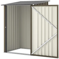 Outsunny Casetta da Giardino Porta Attrezzi in Acciaio Galvanizzato con Porta, 100x104x160 cm, Marrone e Grigio Scuro(m-11)