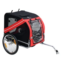 PawHut Remorque vélo pour Chien Animaux 8 réflecteurs Drapeau Barre attelage Inclus Acier Polyester imperméable Max. 30 Kg 130L x 73l x 90H cm Rouge(m-11)