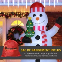Outsunny Bonhomme de neige gonflable de Noël de 130 cm avec lumières LED, matériel fixation et souffleur, décoration de Noël pour l'intérieur et l'extérieur résistant aux intempéries IP44(m-8)