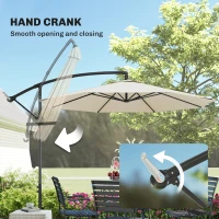 Outsunny 3 m Overhanging Cantilever Parasol, with Cross Base - Cream White(m-7)