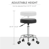 Vinsetto Round Rolling Stool, PU Leather Height Adjustable Stool Chair with Wheels and Swivel Seat for Salon, Massage, Spa, Home Kitchen, Black(m-4)