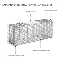 Outsunny Cușcă capcană pliabilă pentru animale vii din oțel, 81x26x34.5cm, Argintiu(m-6)
