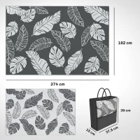 Outsunny Waterdicht Buitentapijt met Bladerpatroon - 182x274cm - Grijs/Wit(m-3)