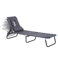 Outsunny ligbed met leesgat 190 cm x 56 cm x 28 cm, grijs(m-5)
