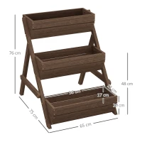 Outsunny 3 Tier Raised Garden Bed Wooden Elevated Planter Box Kit, 66L for Flower, Vegetable, Herb, 65x75x78cm, Tan(m-3)