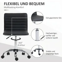 HOMCOM Scaun de birou ergonomic din piele PU, cu înălțime reglabilă, șezut rotativ și roți, negru(m-6)