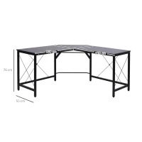 HOMCOM Bureau d'angle Bureau Informatique Design Moderne métal MDF Imitation Bois Noir(m-3)