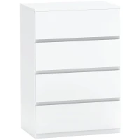 HOMCOM Witte Ladekast, Hoogglans, 4 Lades, 55 cm x 33 cm x 80 cm(m-11)