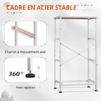 Commode à 3 tiroirs, plateau en bois sans odeur, tiroirs pliables en tissu, 39,8x29,8x75,1 cm, Gris clair(m-5)