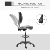 Vinsetto Tabouret à roulettes réglable en hauteur 69-91 cm avec dossier inclinable et repose-pieds réglable(m-6)
