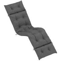 Outsunny Sun Lounger Cushion Only, 190 x 56 x 10 cm Garden Lounge Chair Cushion, UPF20+ 220gsm Fabric, Thick Sunbed Replacement Pad with 6 Ties, Dark Grey(m-11)