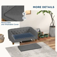 PawHut Dog Sofa Bed w/ Soft Cushion for Medium Dogs - Grey(m-7)