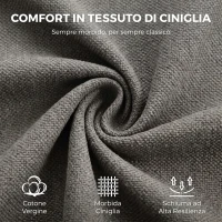 HOMCOM Sedia da Ufficio Girevole Regolabile in Altezza con Funzione Oscillante e Rivestimento in Ciniglia, Grigio(m-4)